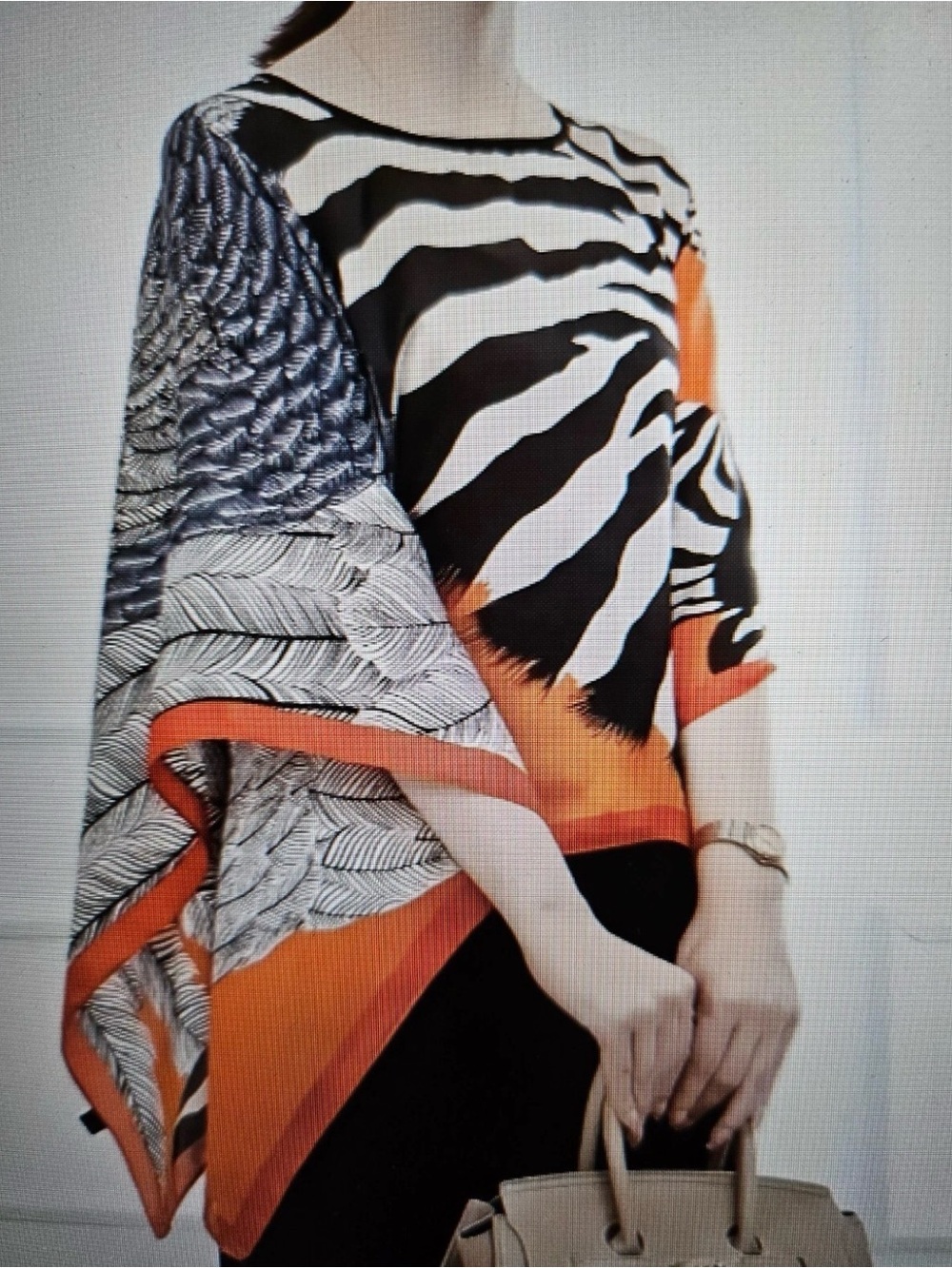 Bold Zebra Print Poncho Top in Black, White & Orange